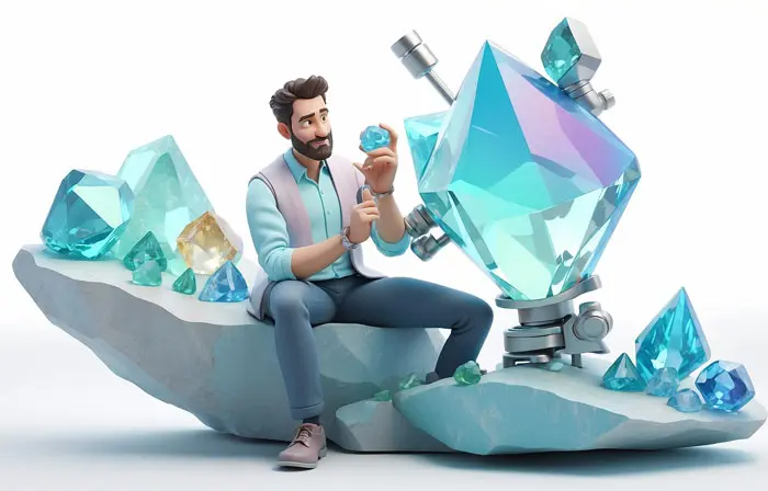 Diamond Making Machine 3d Character Illustration